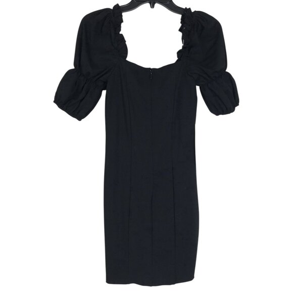 Bebe Dress Womens Size XS Black Bodycon Ruffle Puff Sleeves Short Mini - Picture 4 of 9
